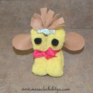Yellow washcloth Shih Tzu